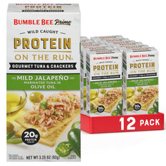 Bumble Bee Prime Tuna Snack Kit: tuna can and crackers ready for a protein-packed on-the-go bite.