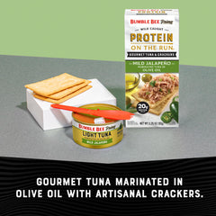 Bumble Bee Prime Tuna Snack Kit: olive oil and sea salt crackers complement the tuna.