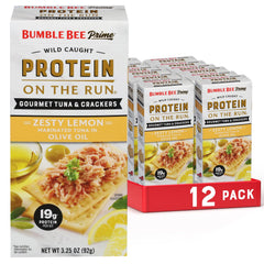 Bumble Bee Prime Tuna can in olive oil and lemon for a protein-rich snack.