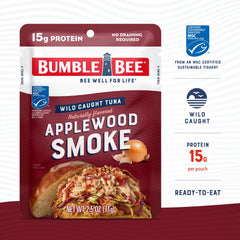 Bumble Bee protein-packed tuna pouch served over salad for flavor and nutrition.