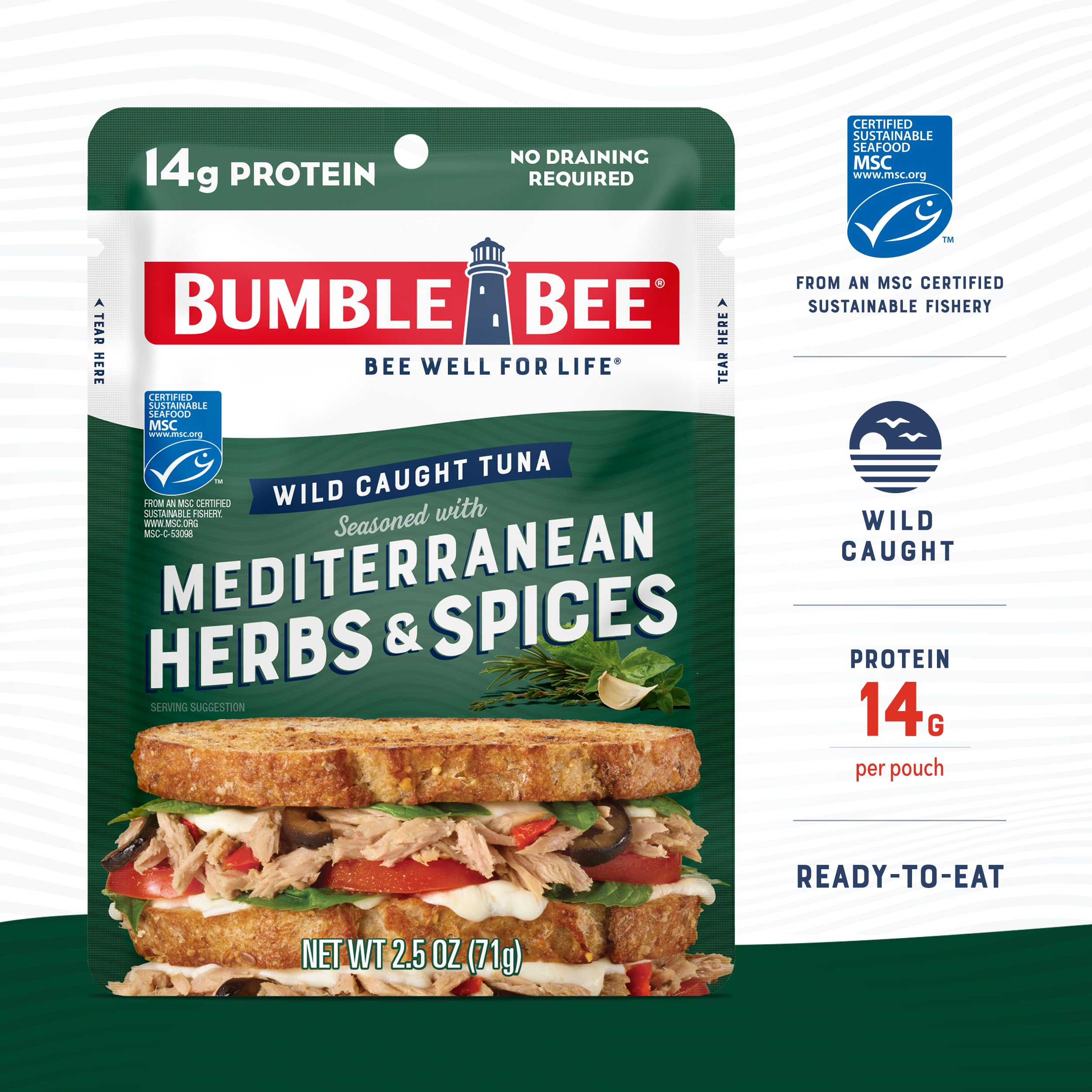 Bumble Bee ready-to-eat tuna pouch for easy on-the-go meals.