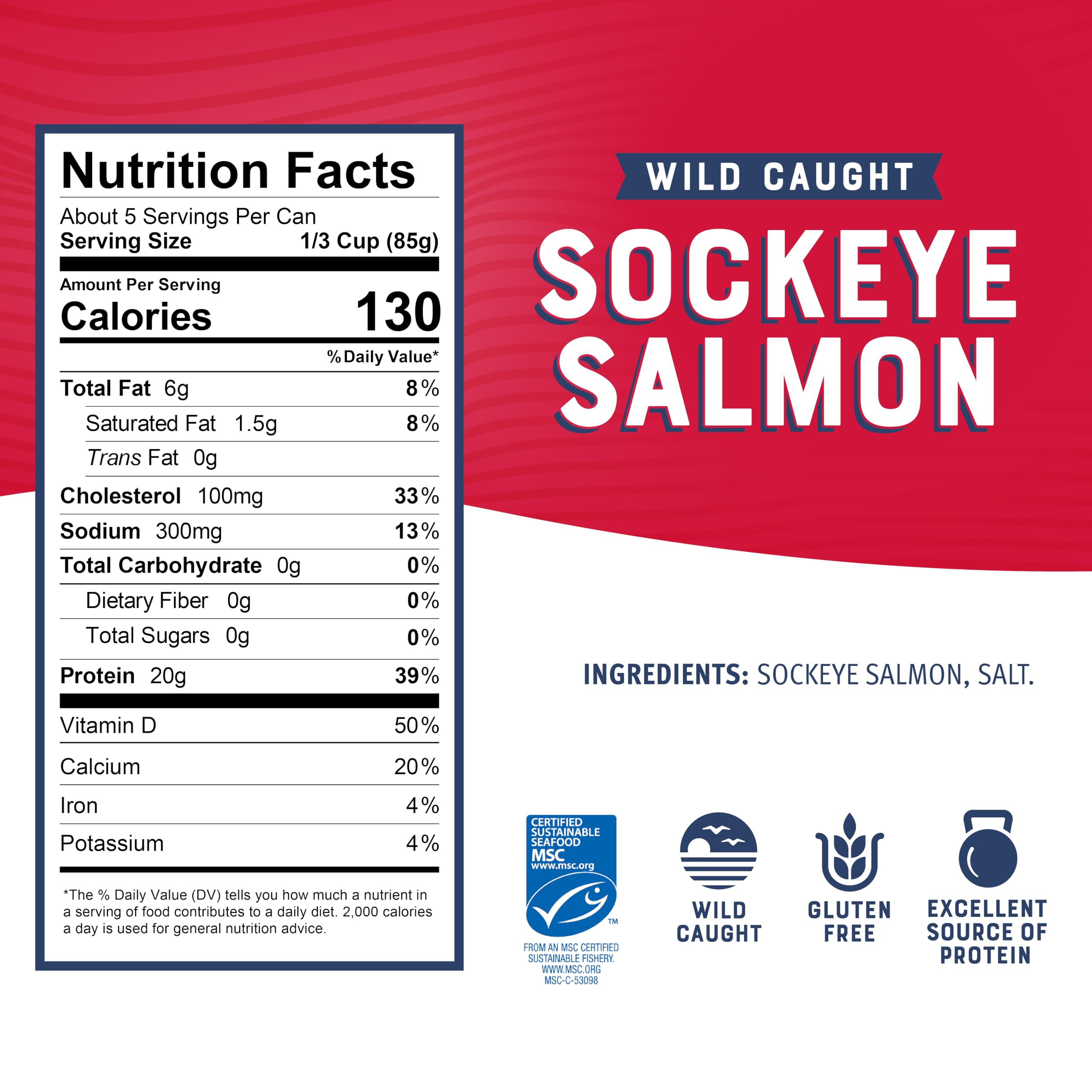 Bumble Bee salmon label close-up; high protein pantry staple for quick lunches.