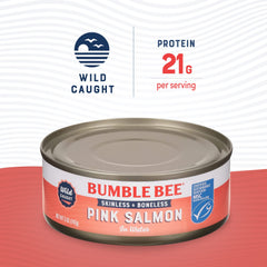 Bumble Bee salmon in water label detail, showcasing MSC certified sustainable sourcing.