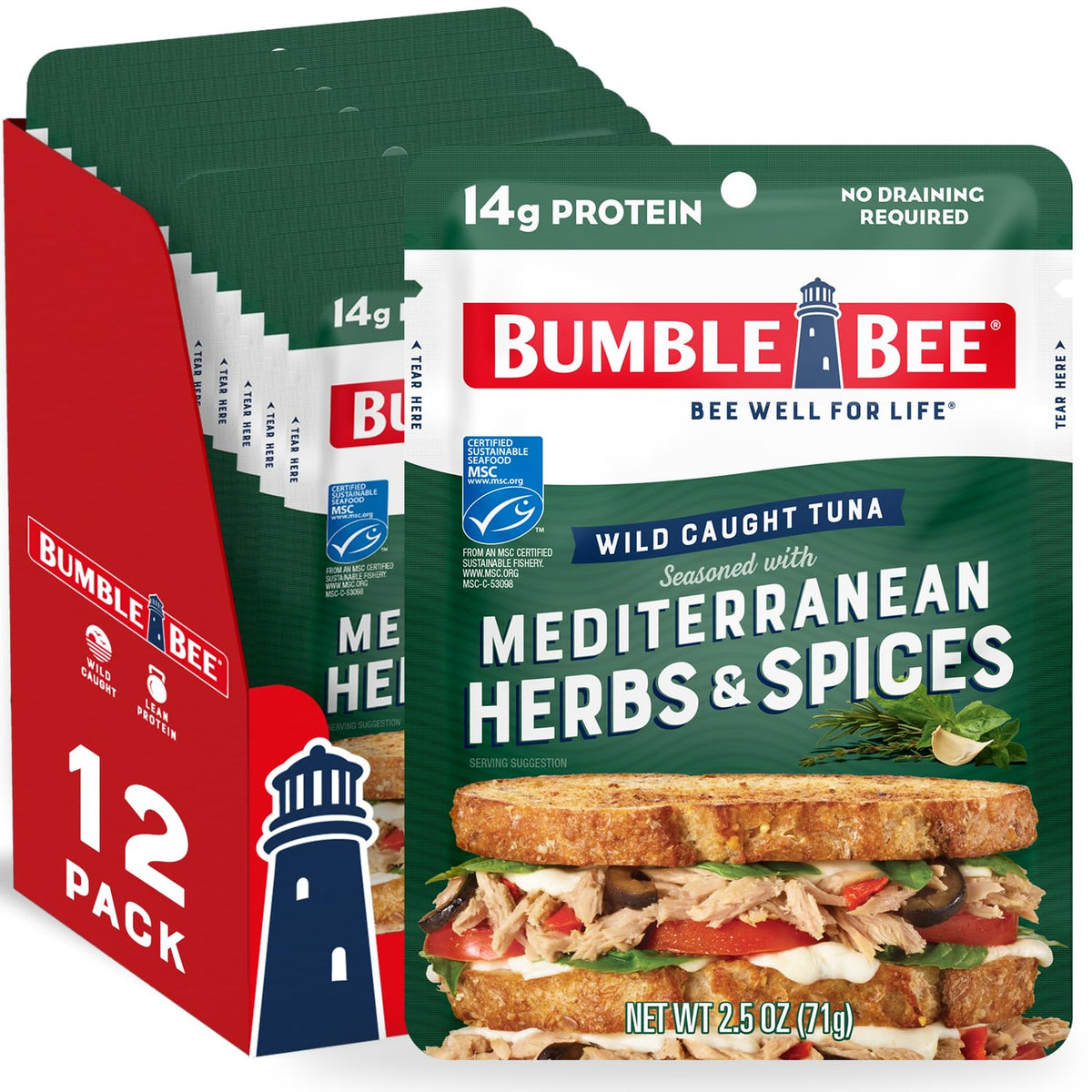 Bumble Bee seasoned tuna with red bell pepper for quick meals.