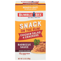 Bumble Bee Snack on the Run BBQ chicken salad with crackers in box for quick meals.