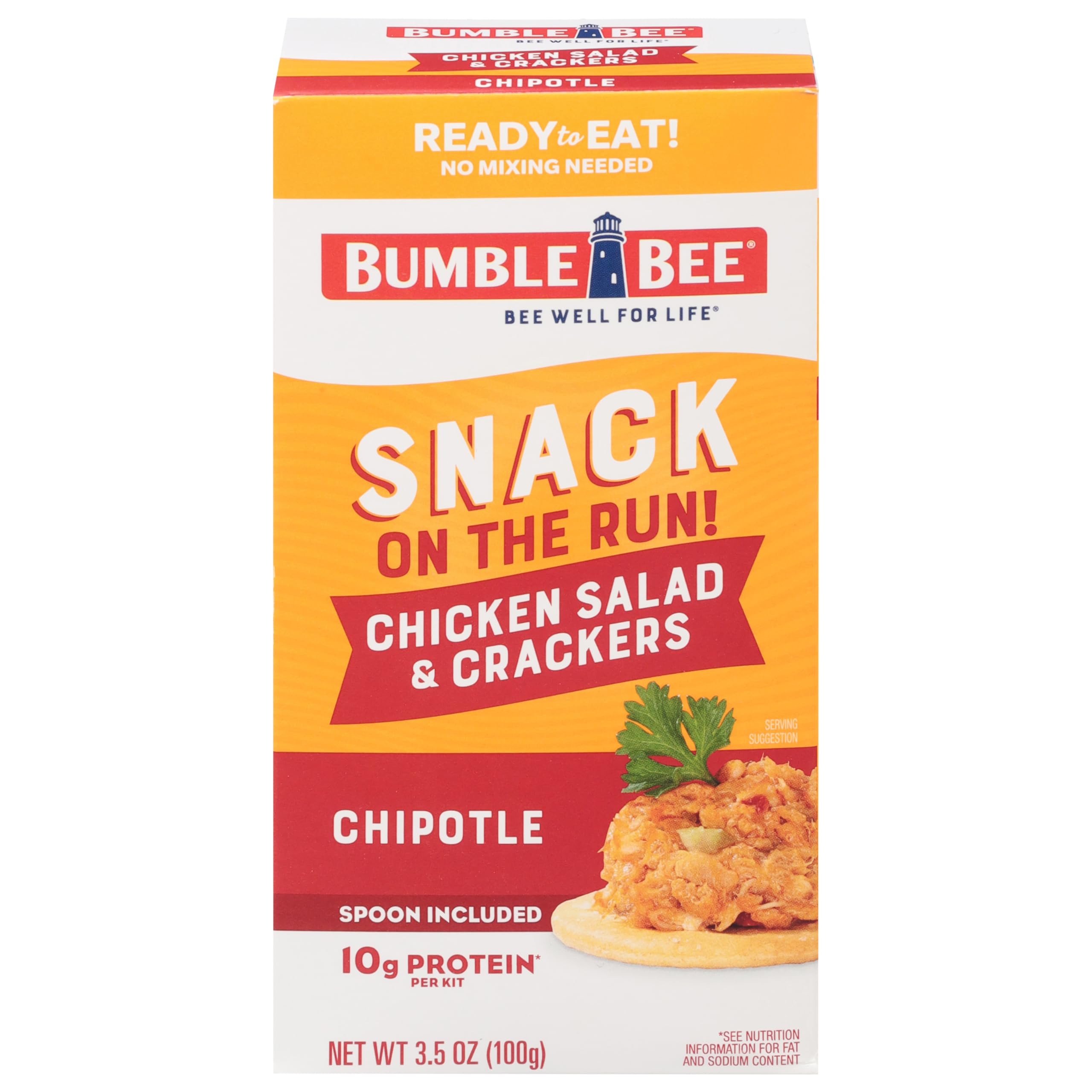 Bumble Bee Snack On The Run chipotle chicken salad with crackers in a box, ready to eat.