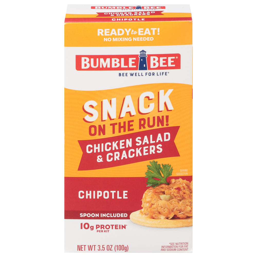 Bumble Bee Snack On The Run chipotle chicken salad with crackers in a box, ready to eat.
