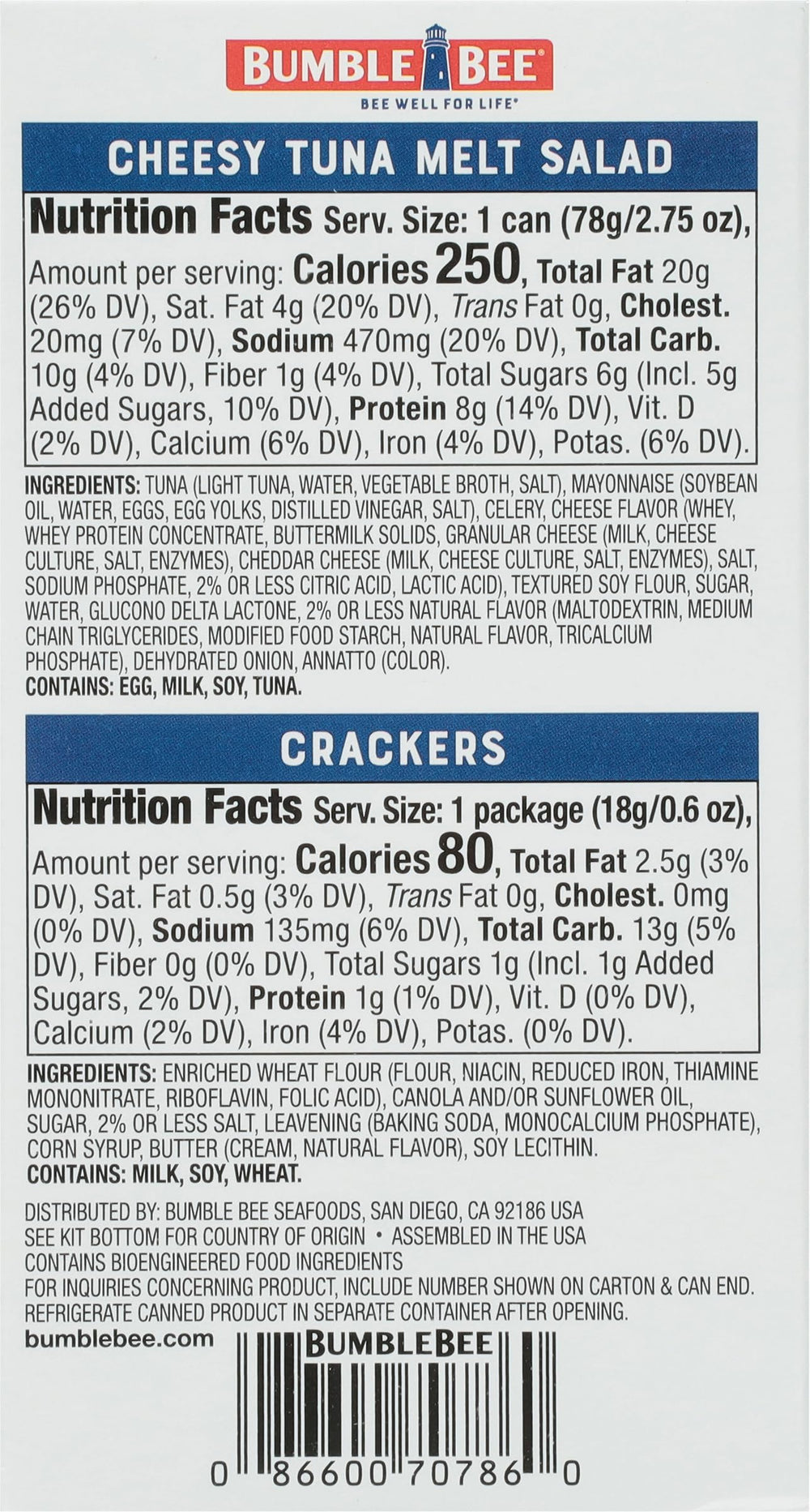 Bumble Bee Snack On The Run crackers and spoon included for easy eating