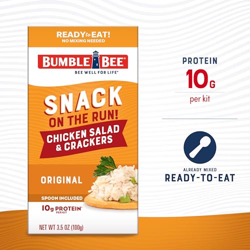 Bumble Bee Snack On The Run box with crackers and spoon: portable lunch protein