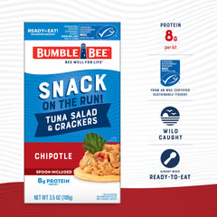 Bumble Bee Snack On The Run crackers close-up, buttery crackers paired with chipotle tuna.
