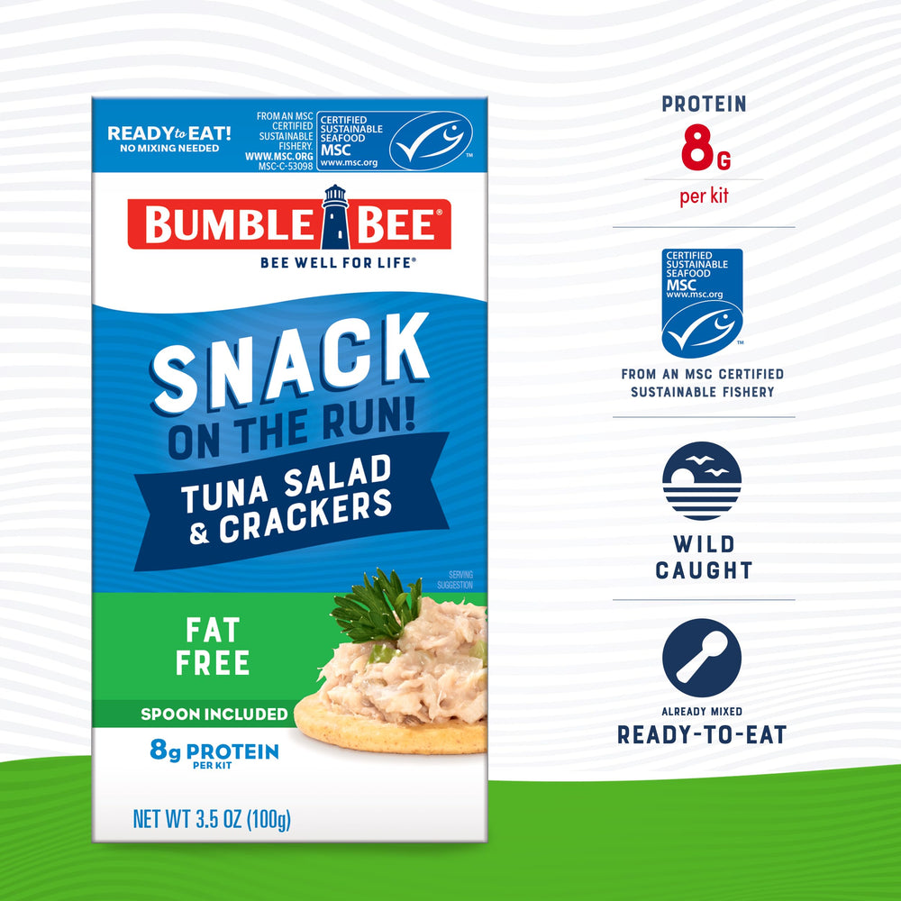 Bumble Bee Snack On The Run crackers with tuna salad provide a satisfying, protein-packed on-the-go bite.
