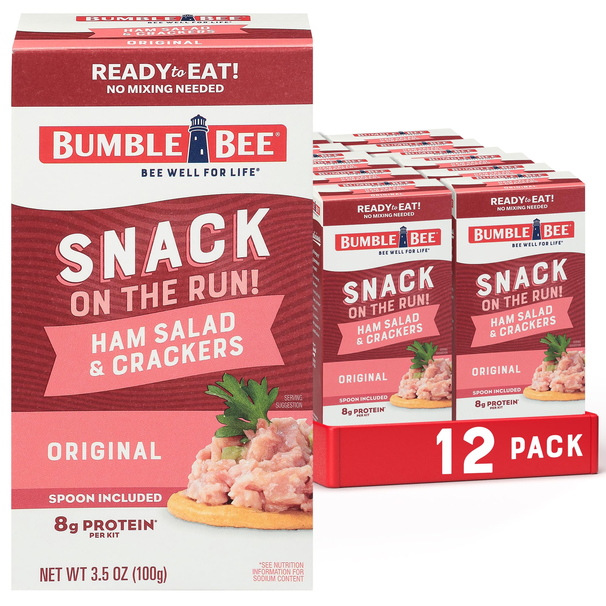Bumble Bee Snack On The Run ham salad with crackers can, protein on the go
