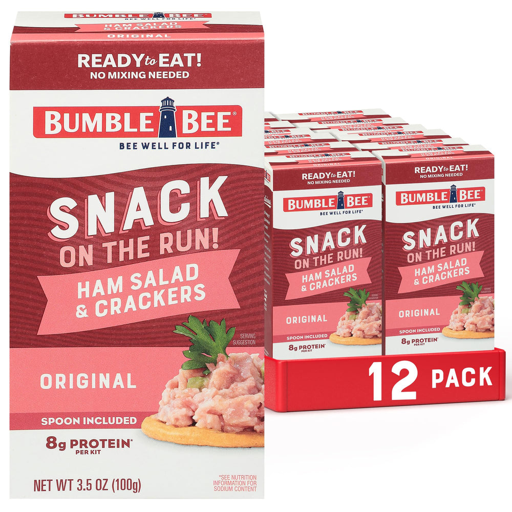 Bumble Bee Snack On The Run ham salad with crackers can, protein on the go