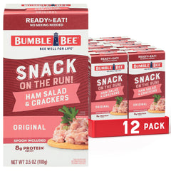 Bumble Bee Snack On The Run ham salad with crackers can, protein on the go