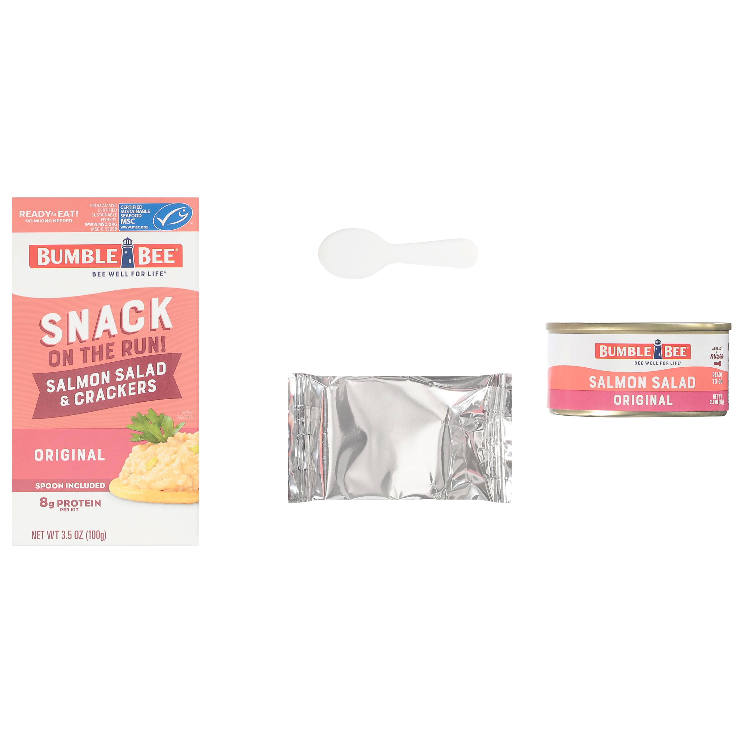 bumble bee snack on the run on the go scene shows a complete ready to eat kit