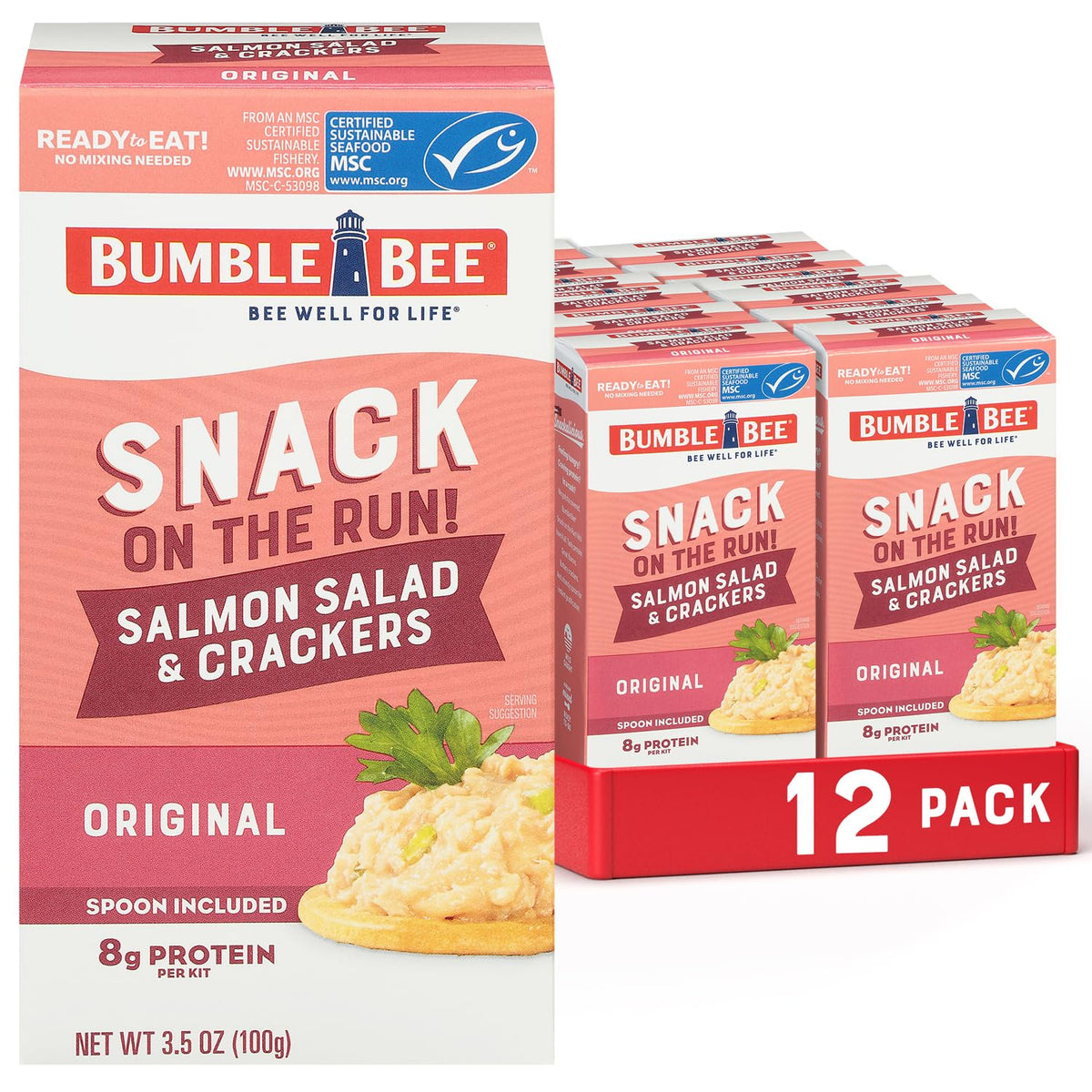 Bumble Bee Snack On The Run front view—protein-packed on-the-go snack kit.