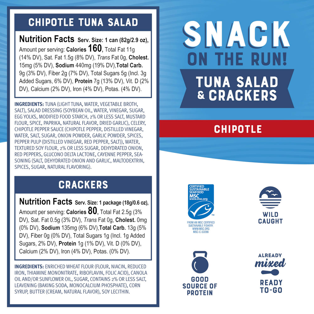 Bumble Bee Snack On The Run wild-caught tuna can shows sustainable protein option.