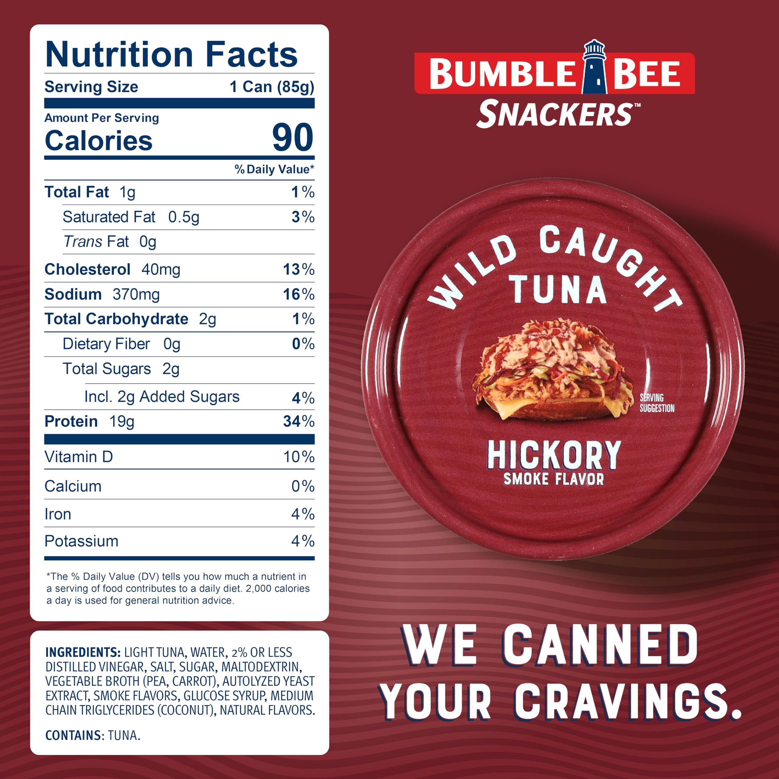 Bumble Bee Snackers easy-open tab for quick, no-drain snacking.