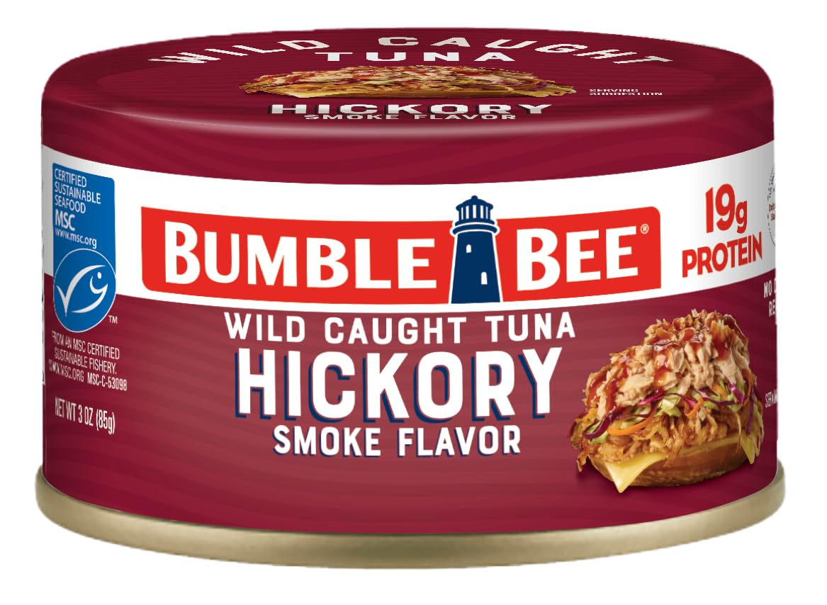 Bumble Bee Snackers Hickory Smoke tuna can—protein-packed and ready to eat.