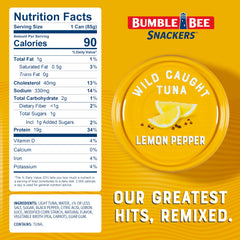 Bumble Bee Snackers Lemon Pepper tuna portion provides quick protein boost