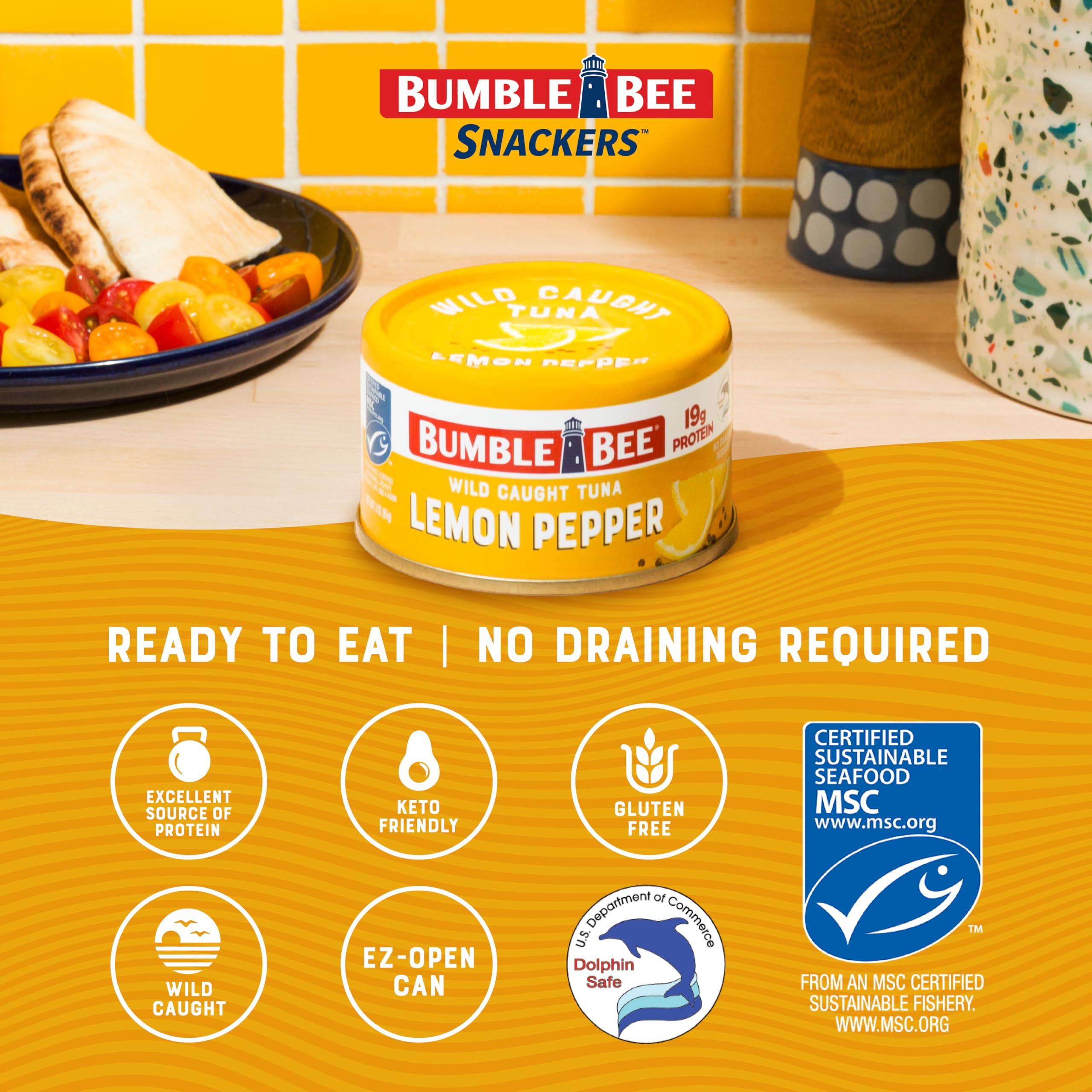 Bumble Bee Snackers Lemon Pepper wrap idea highlights versatile snack or lunch.