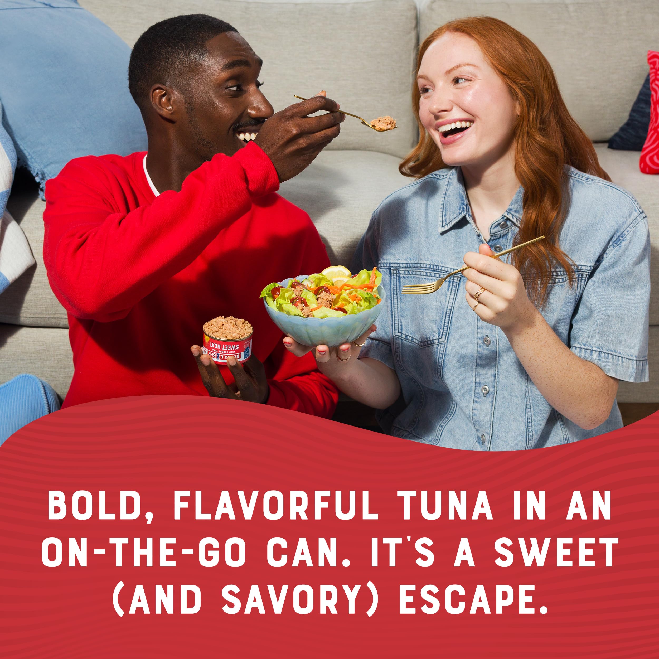 Bumble Bee MSC-certified wild-caught tuna icon emphasizes sustainable sourcing.