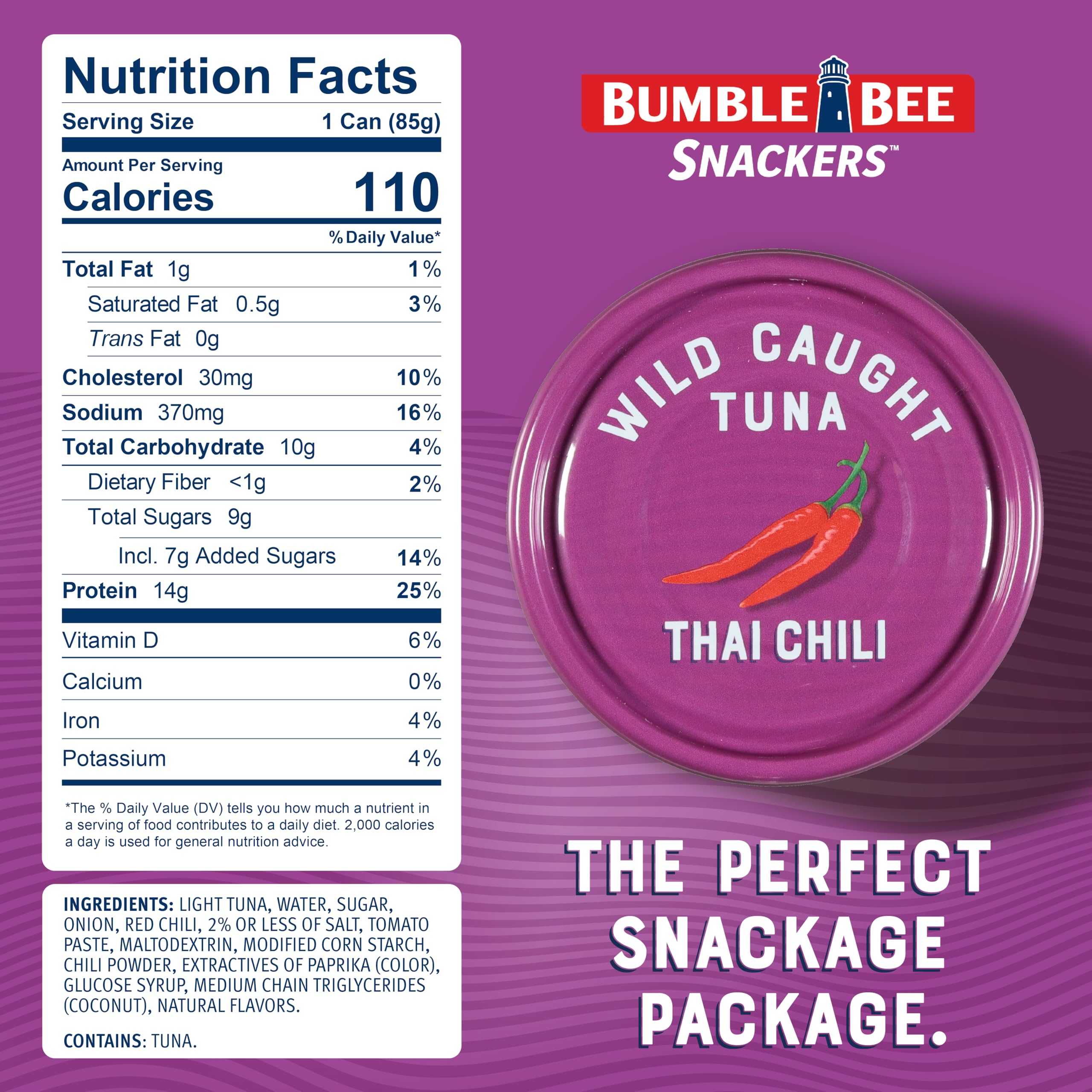Bumble Bee Snackers Thai Chili spoonful showing protein-packed bite for on-the-go.