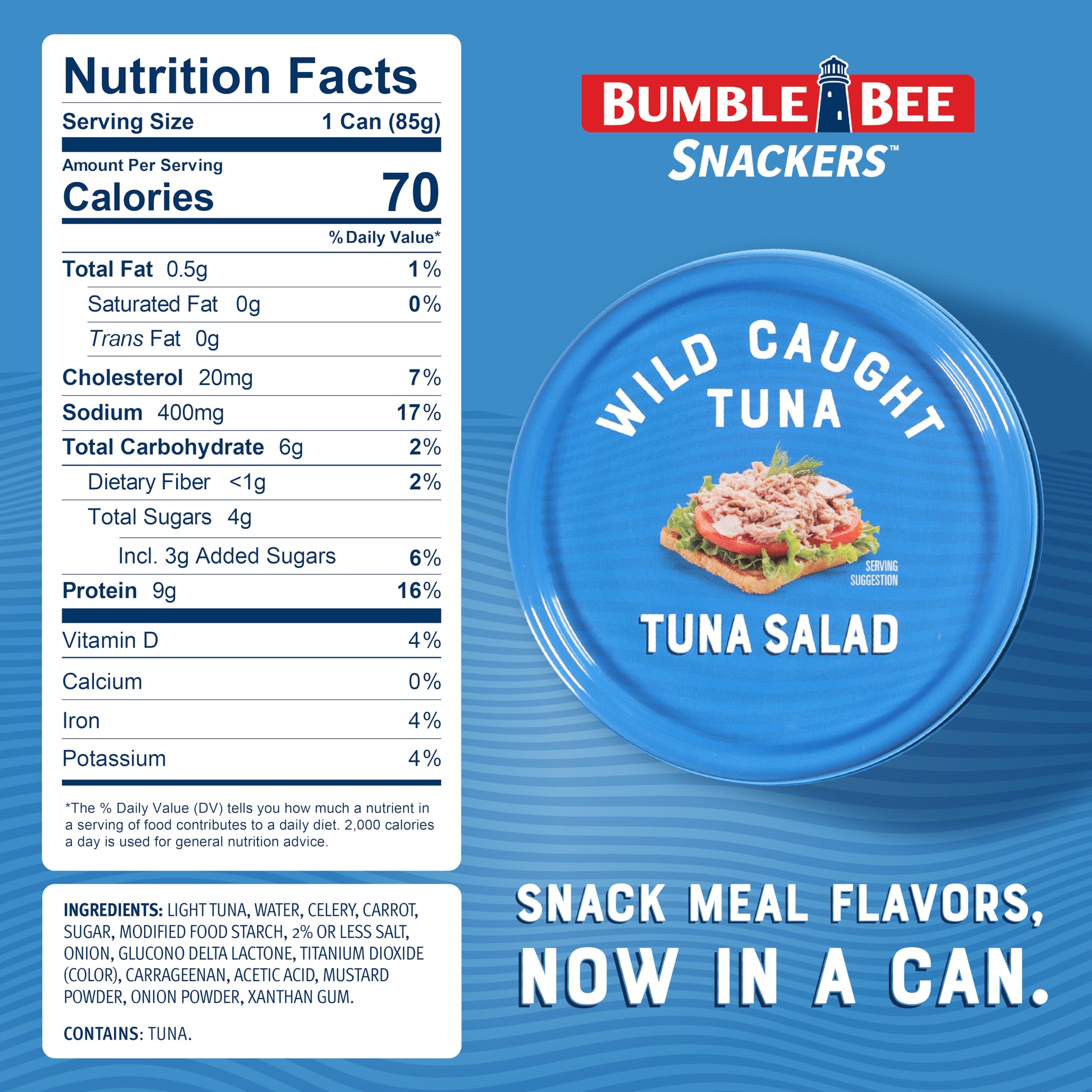 Bumble Bee Snackers Tuna Salad with creamy dressing and veggies for quick meals.