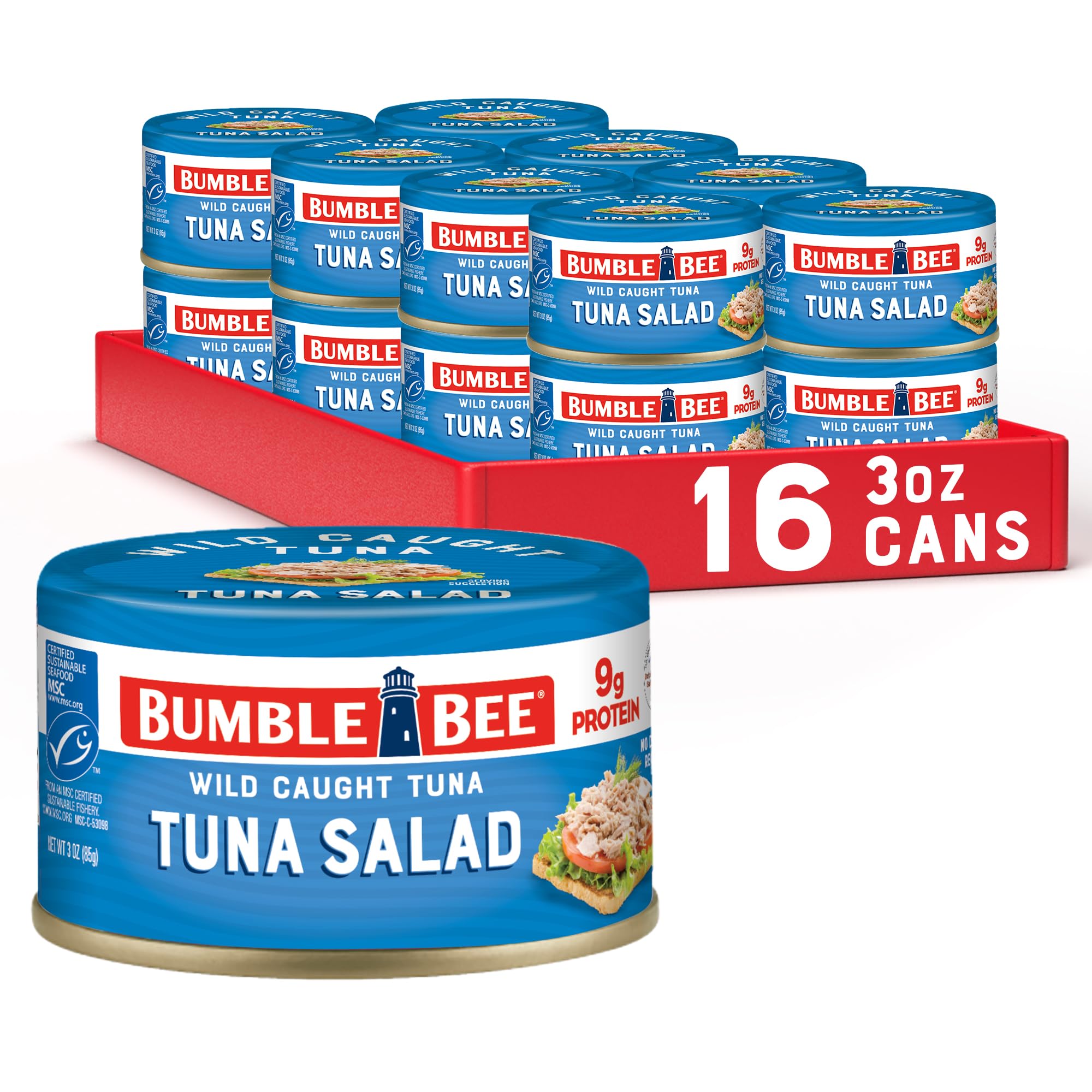 Bumble Bee Snackers Tuna Salad in an easy open can, ready to eat.