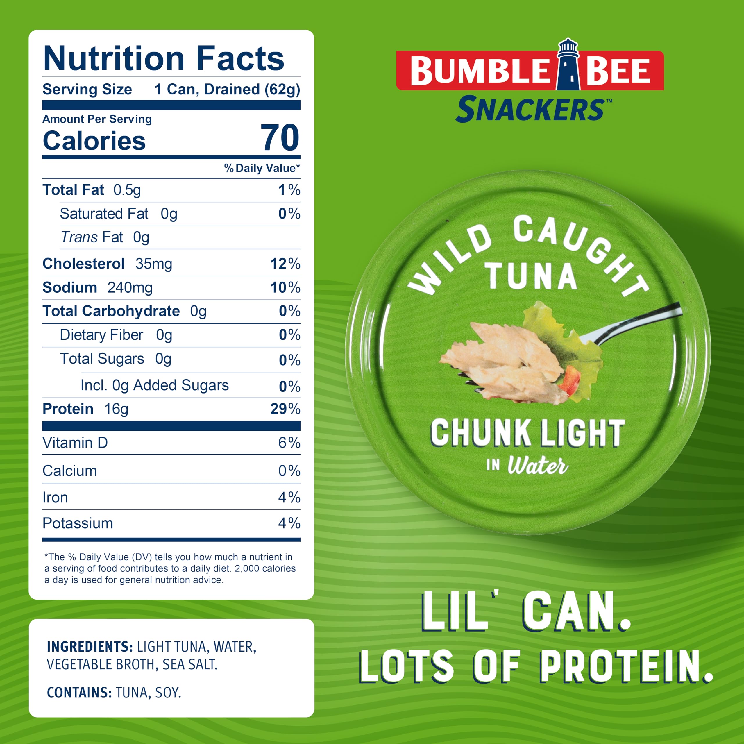 Bumble Bee Snackers wild-caught skipjack tuna ready to eat in minutes