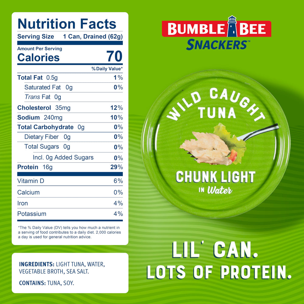 Bumble Bee Snackers wild-caught skipjack tuna ready to eat in minutes