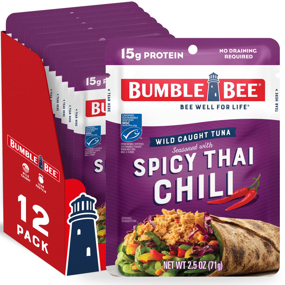 Bumble Bee spicy Thai chili tuna pouch front view for quick protein