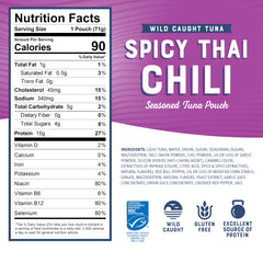 Bumble Bee spicy Thai chili tuna pouch nutrition label close-up