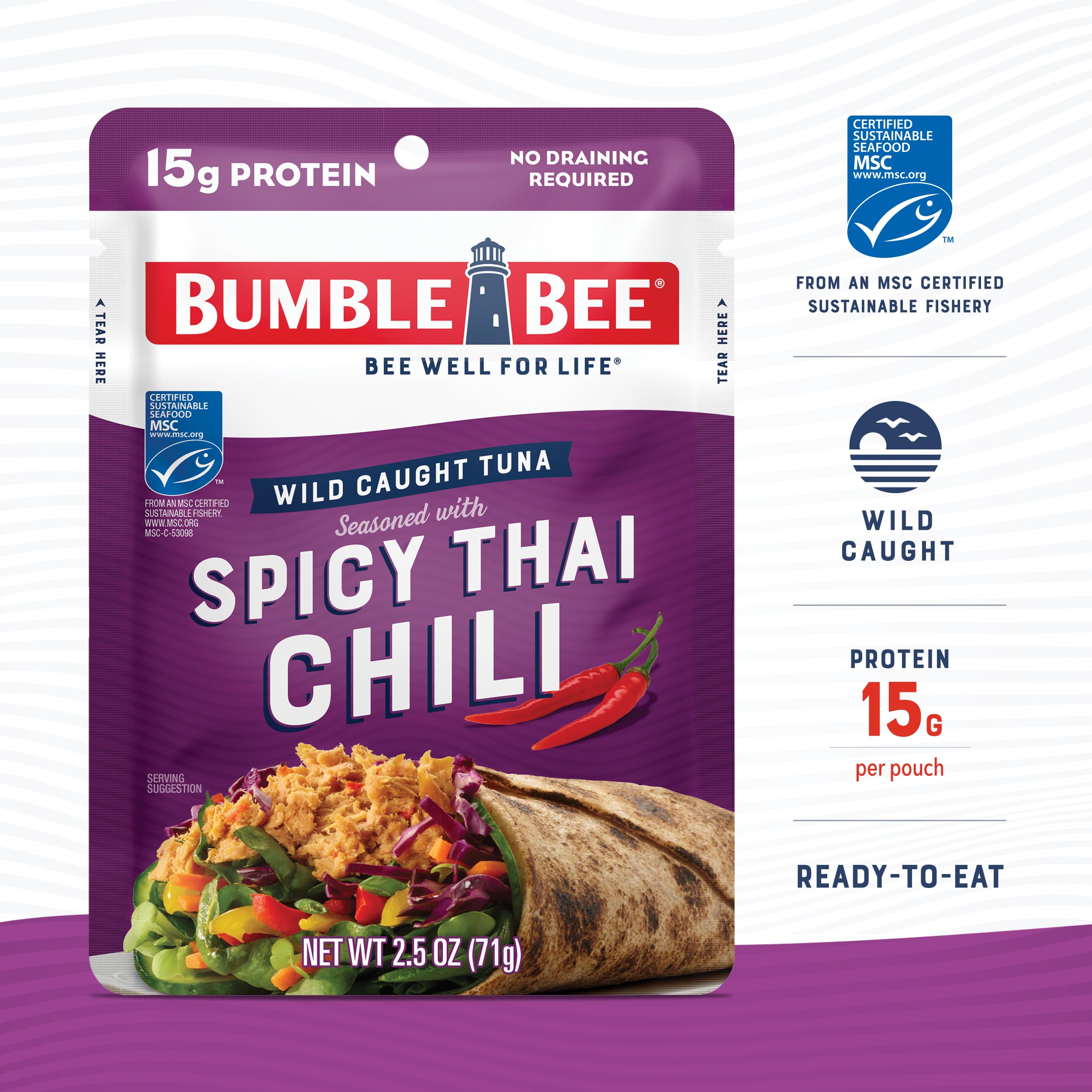 Bumble Bee spicy Thai chili tuna pouch serving idea ready-to-eat
