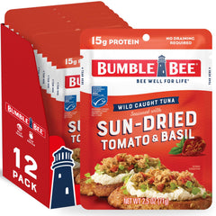 Bumble Bee sun-dried tomato basil tuna pouch for ready-to-eat protein on the go.