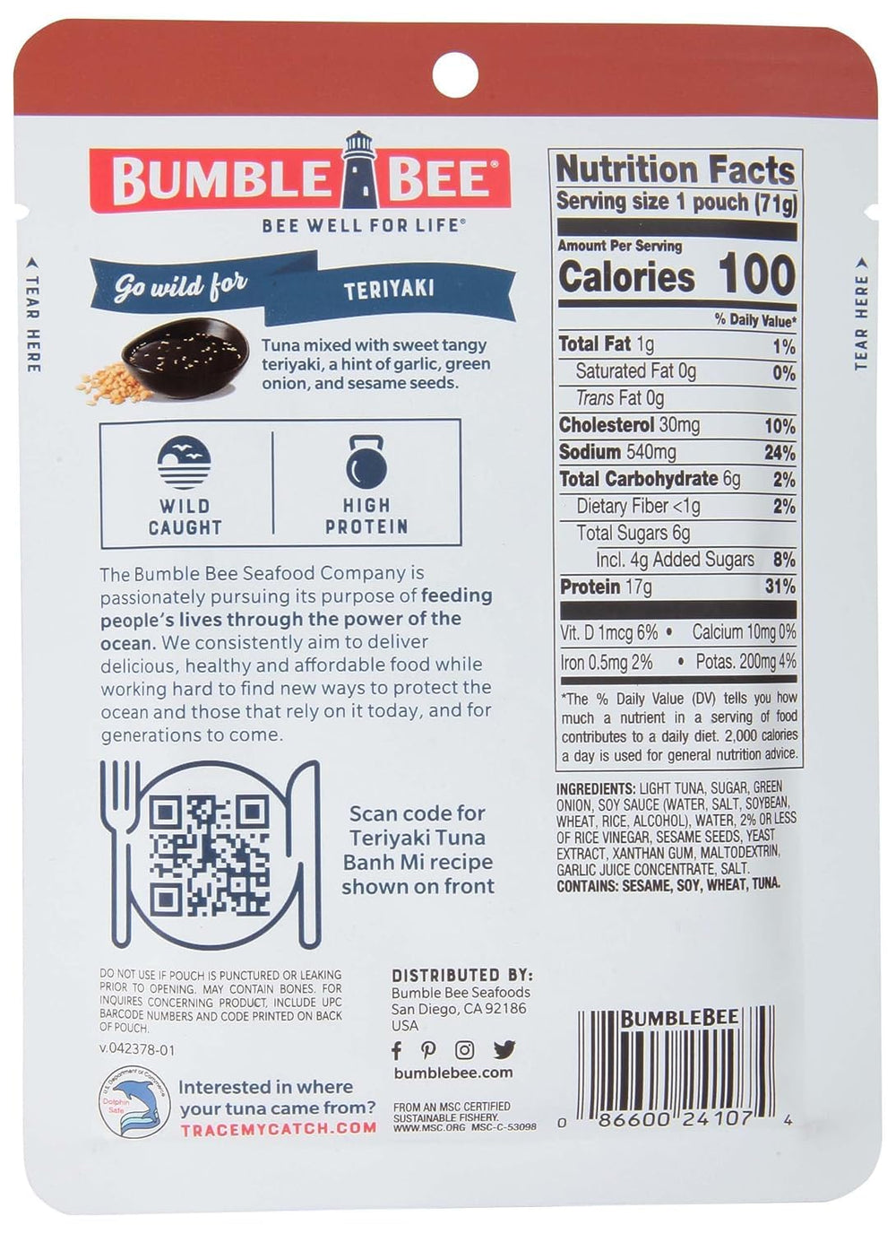 Bumble Bee Teriyaki Tuna Pouch spooned over rice for a flavorful bite.