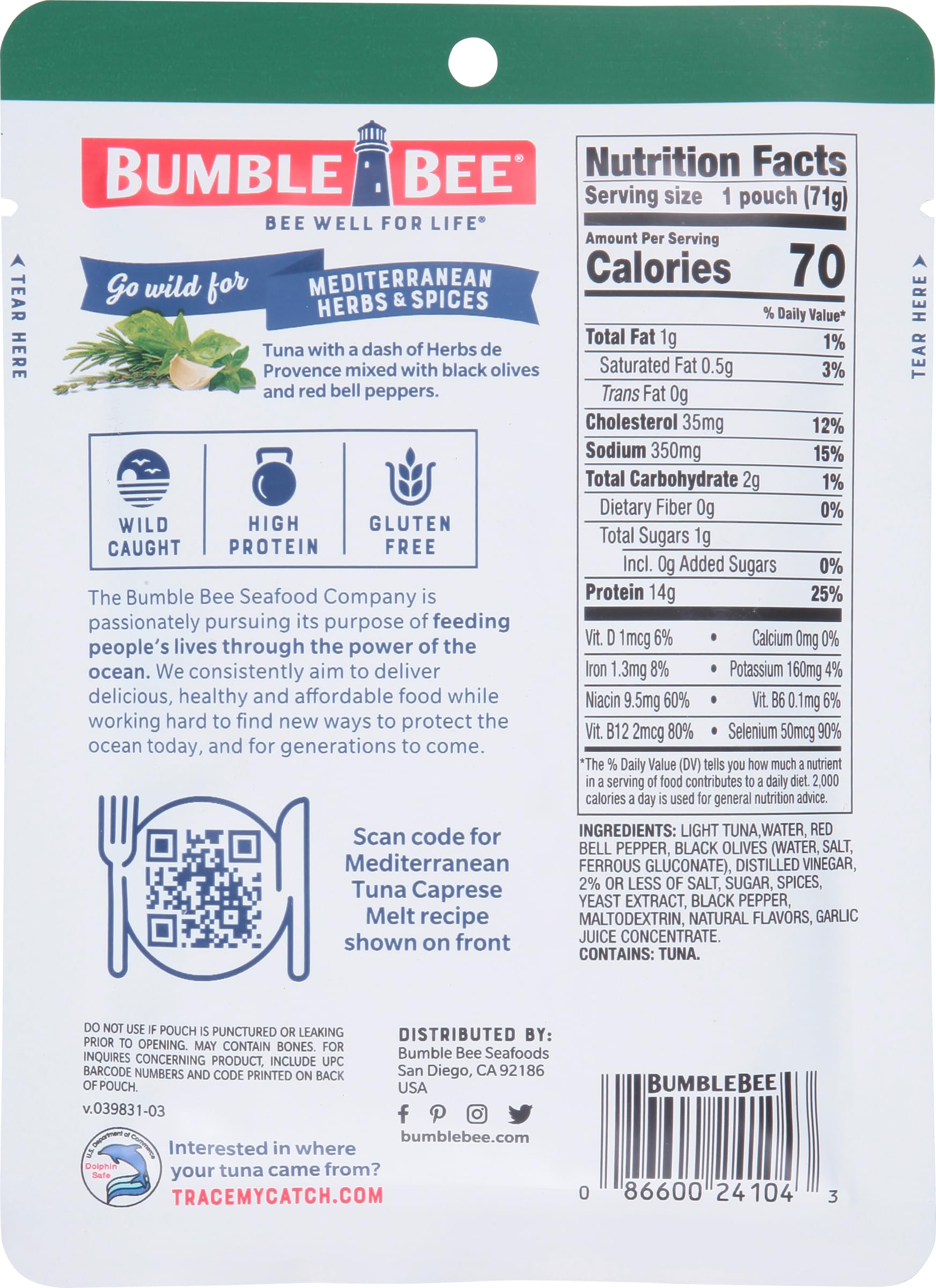Bumble Bee tuna with Herbes de Provence for flavorful lunches.