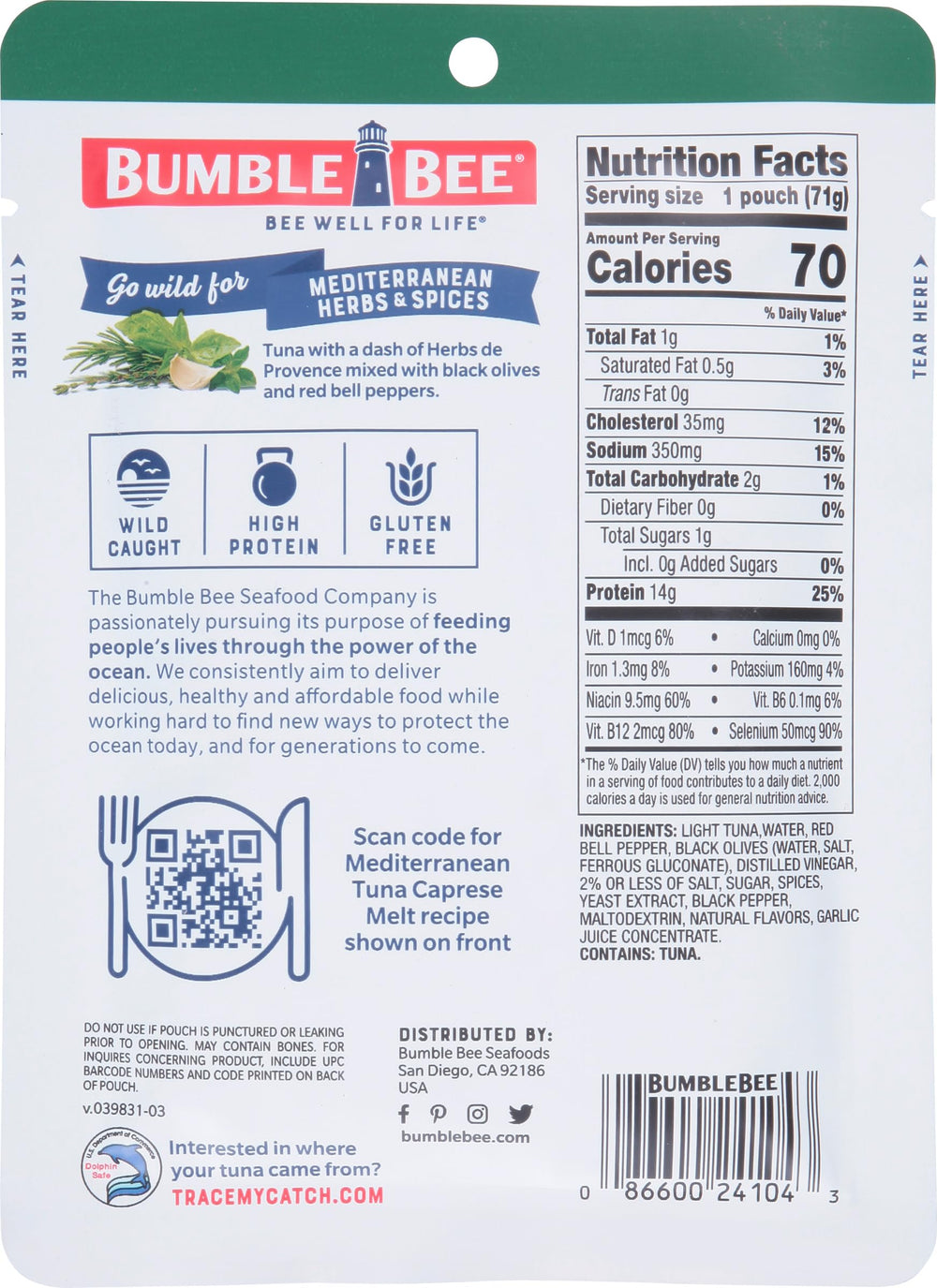 Bumble Bee tuna with Herbes de Provence for flavorful lunches.