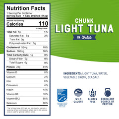 Bumble Bee tuna in water can, side view, great for salads and sandwiches