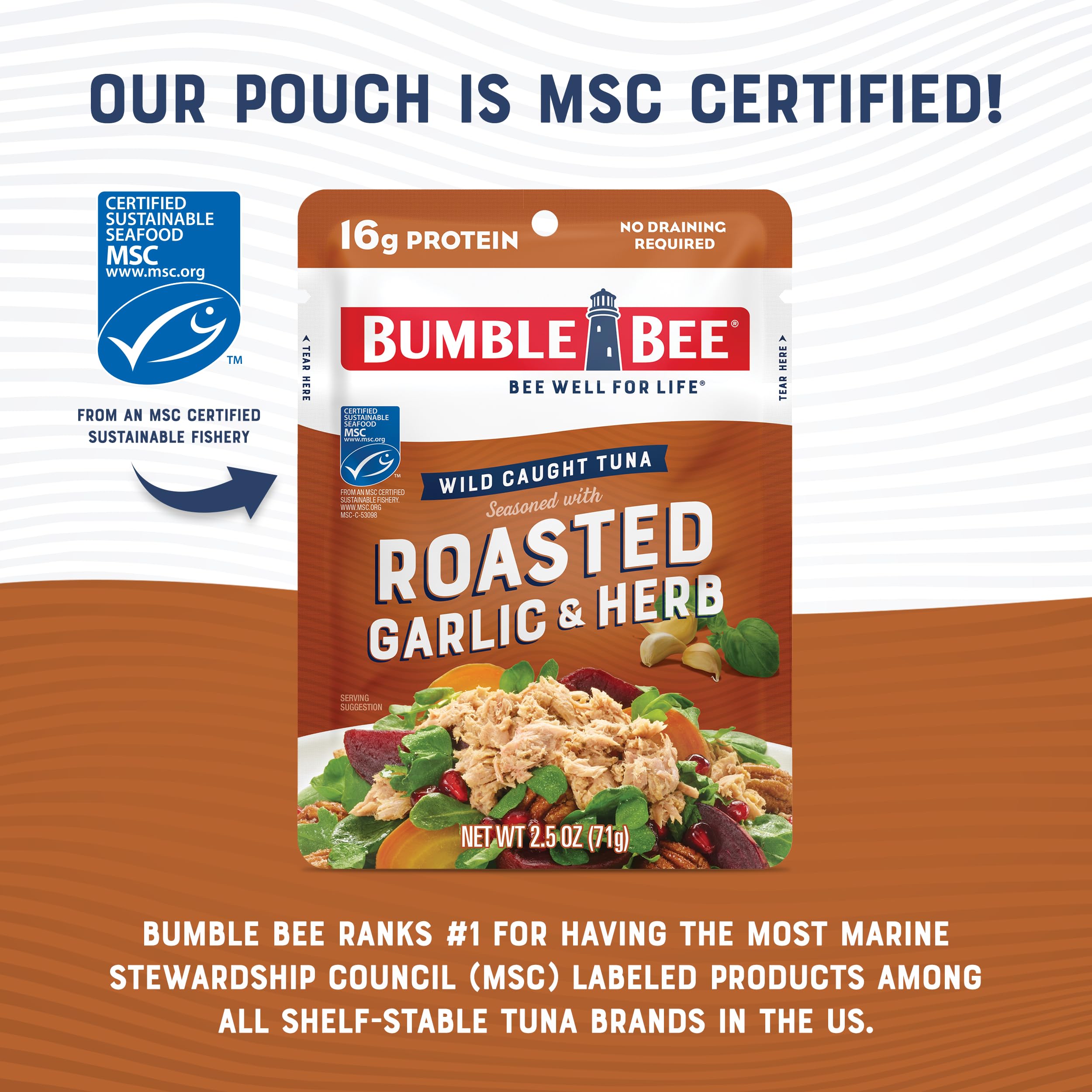 Bumble Bee tuna sandwich idea using roasted garlic & herb flavor