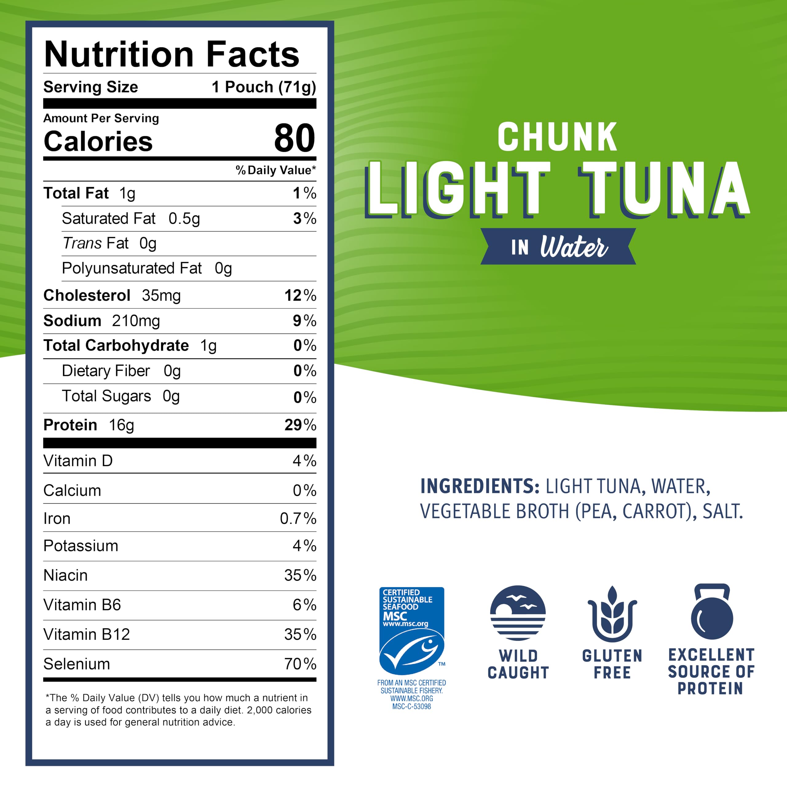Bumble Bee tuna water pouch shows flaky texture, ideal for melts.