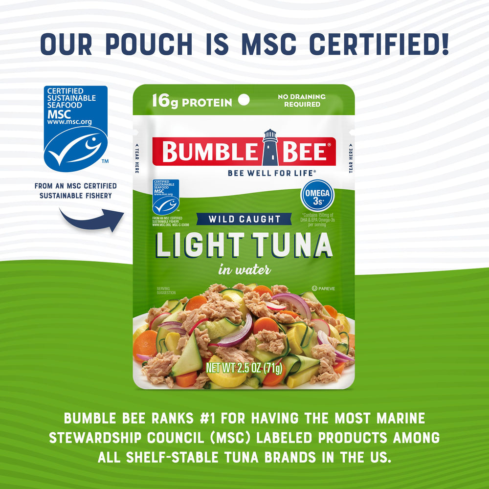 Bumble Bee tuna water pouch during sandwich assembly for a fast lunch.