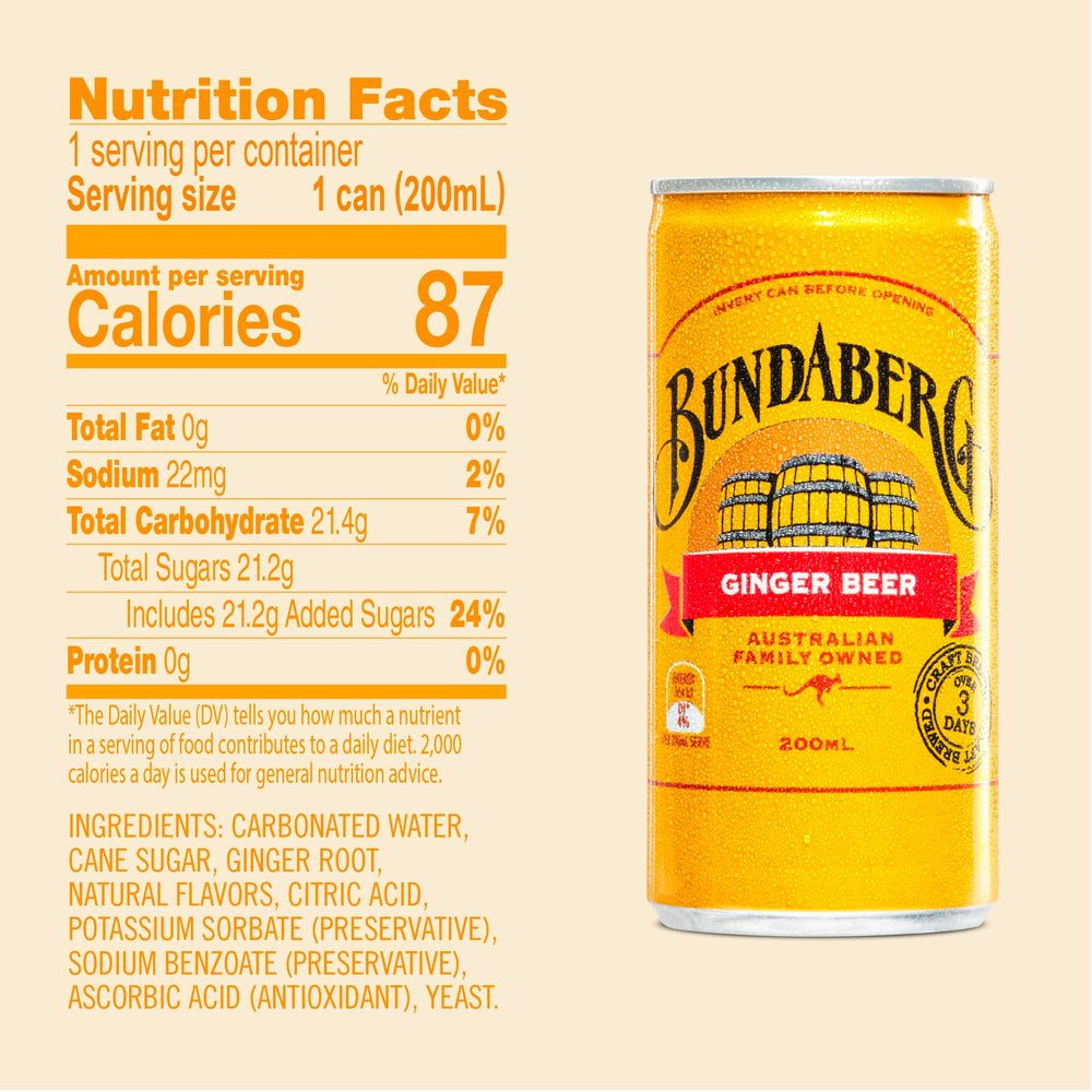 Bundaberg Ginger Beer on ice with glass, refreshing anytime.