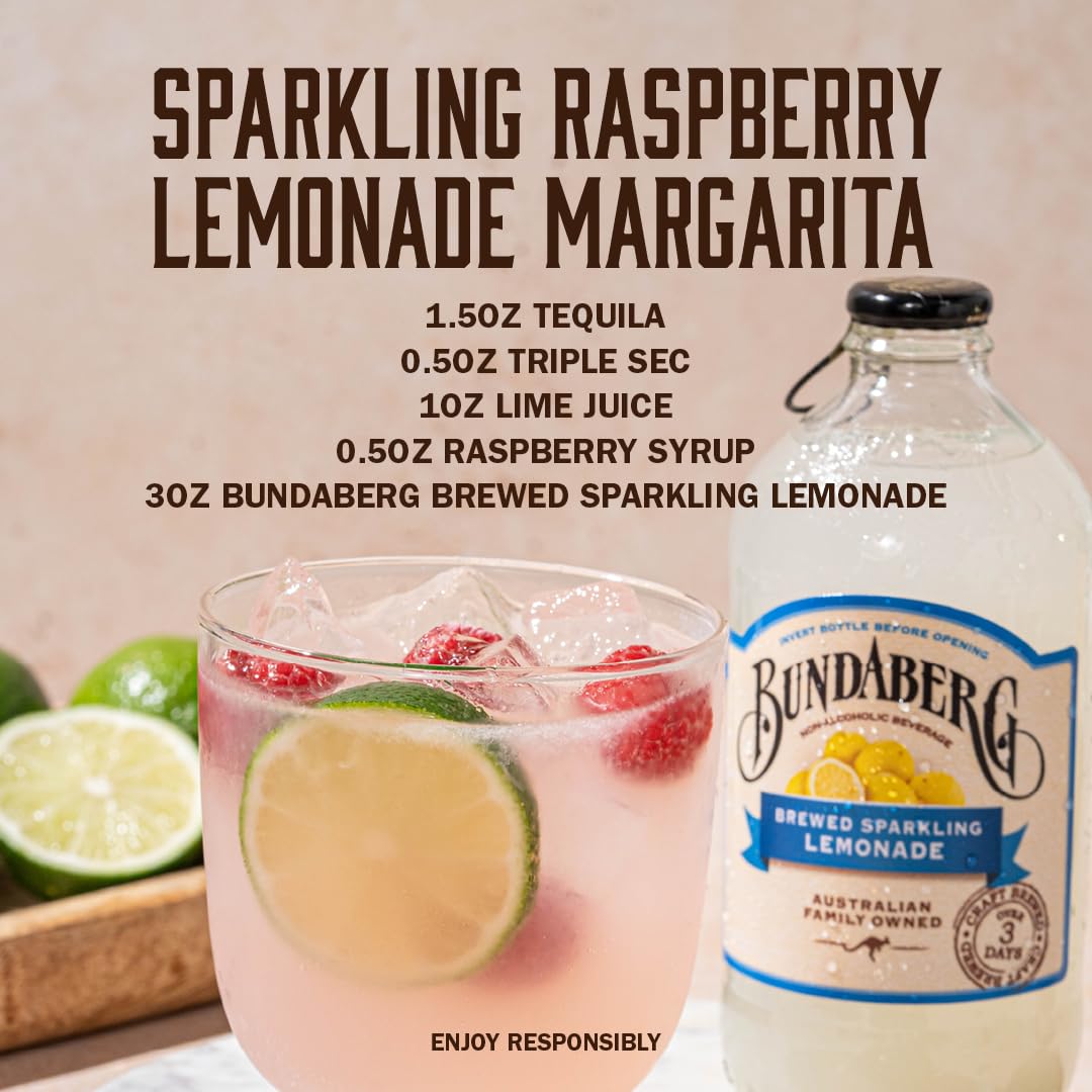 Pack of four Bundaberg Sparkling Lemonade bottles for sharing.