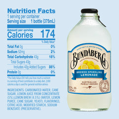 Pouring Bundaberg Sparkling Lemonade reveals a fizzy, citrusy beverage.