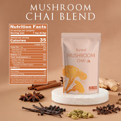 Bunkell Mushroom Chai hot cup with steam and inviting aroma for focus