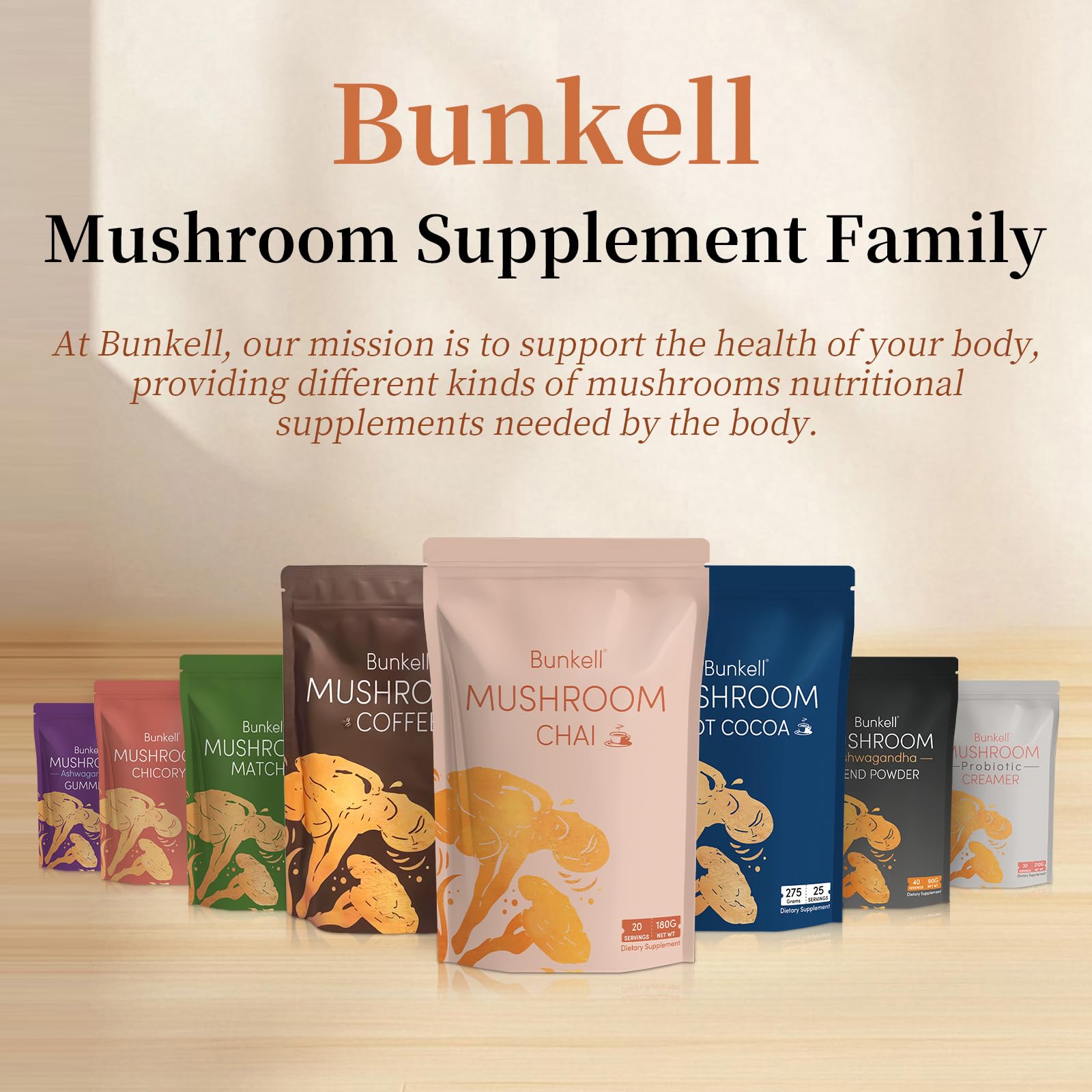 Bunkell Mushroom Chai natural ingredients spoon close-up
