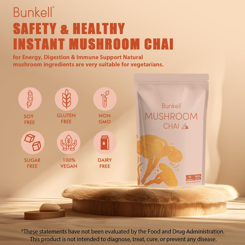 Bunkell Mushroom Chai measuring scoop prepared for a serving