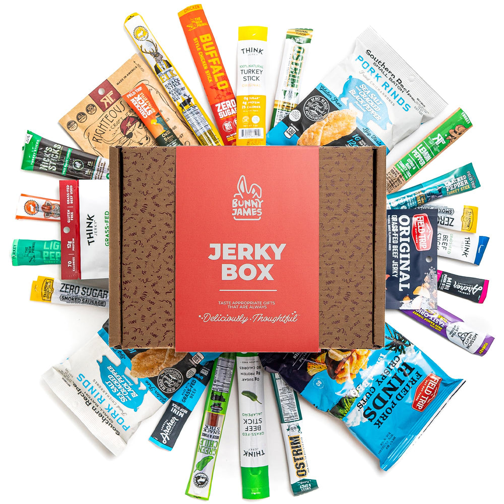 Bunny James beef jerky gift basket box ready for gifting and celebrations.