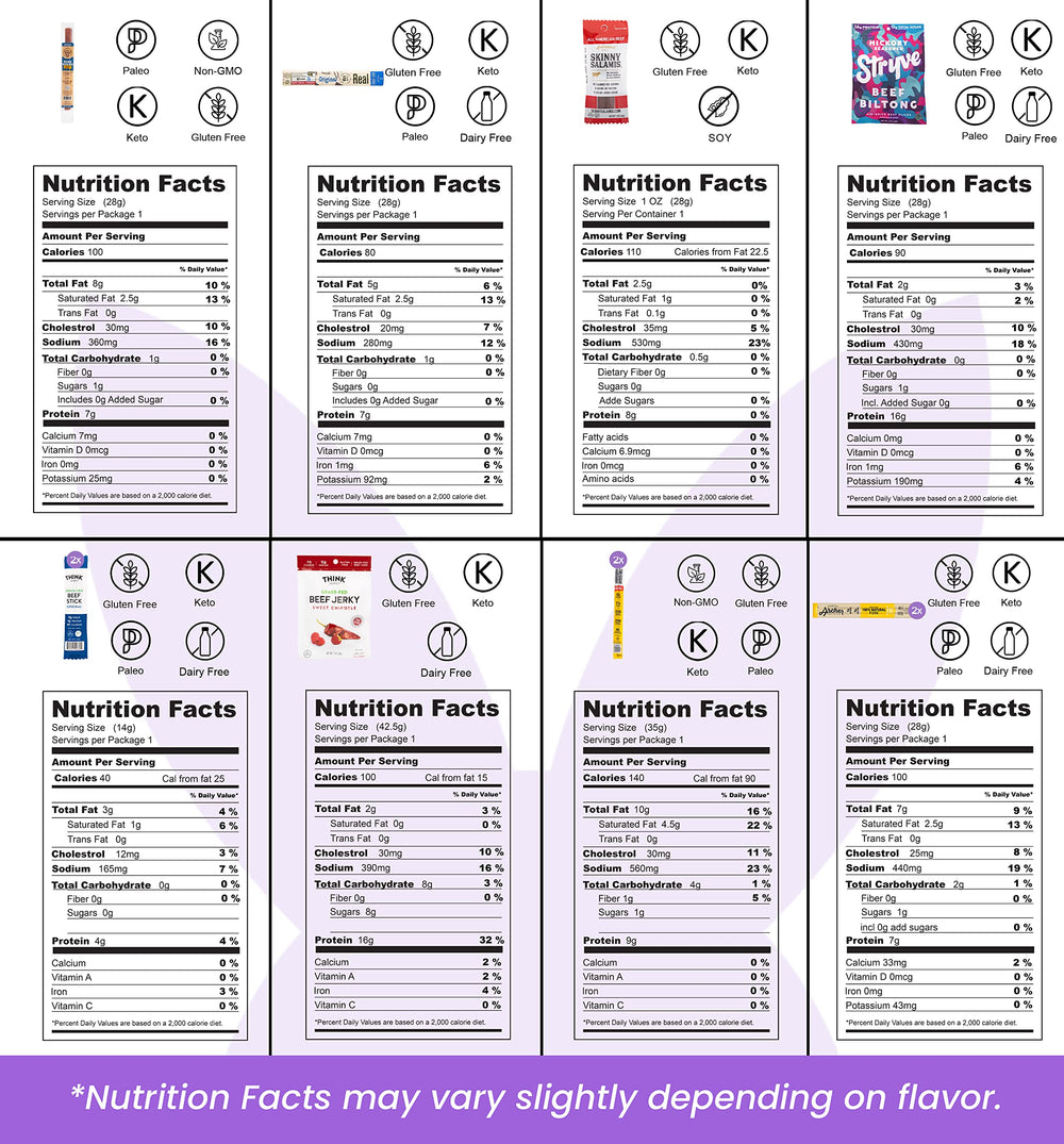 Bunny James jerky packs variety close-up showing diverse snack options.